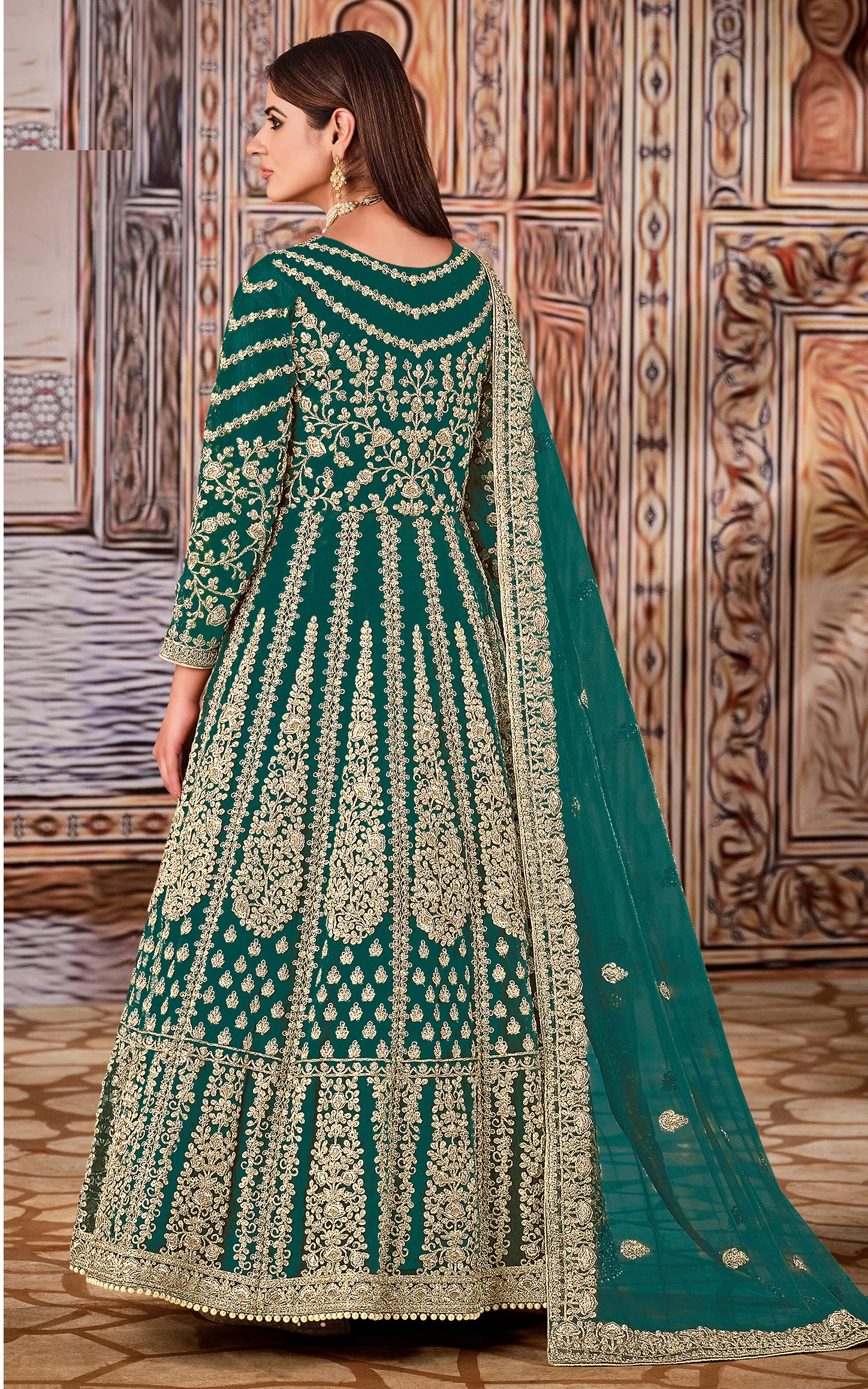 Super Blue Butterfly Net Sequins Work Salwar Suit - Image 4