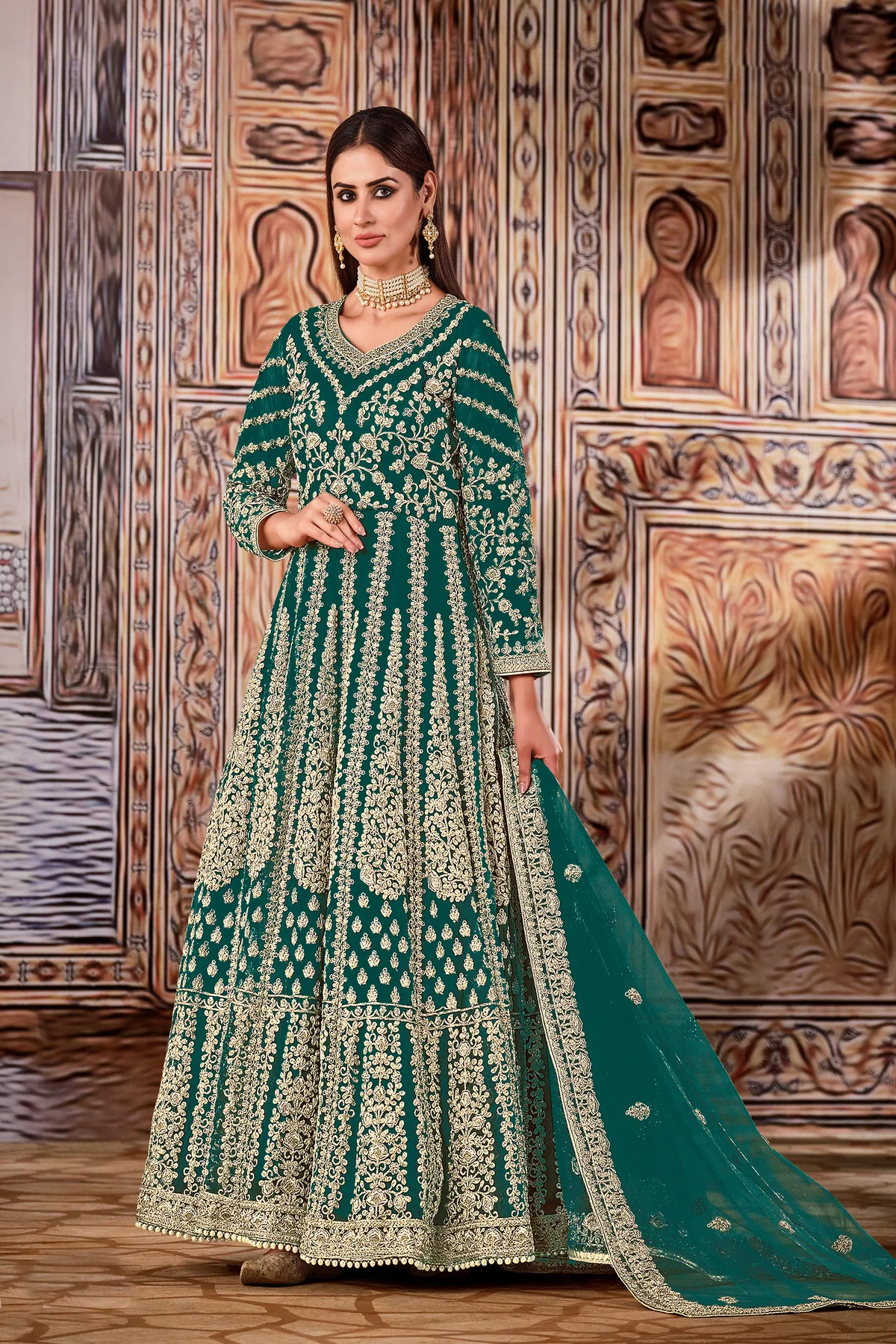 Super Blue Butterfly Net Sequins Work Salwar Suit - Image 3