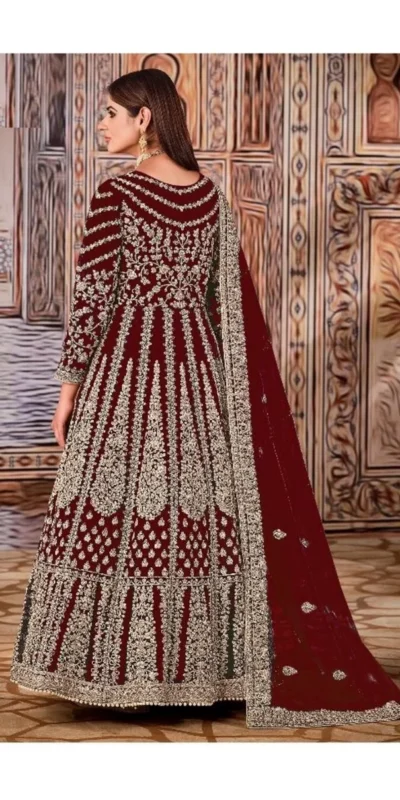 Alternative view of Super Maroon Butterfly Net Sequins Work Salwar Suit