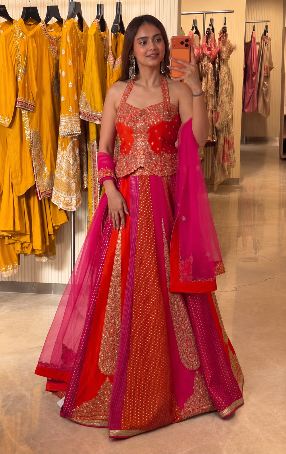 BB 85 Orange Shiny Chinon Silk Sequence Work Lehenga Choli Perfect for Wedding, Party, Ganesh Chaturthi, Baby Shower, Makar Affordable Price ₹2999. /- | Lehenga, Bollywood Lehenga, Creative Lehenga, Designer Lehenga, Embroidered Lehenga, Party Wear Lehenga