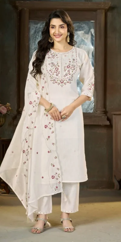 DIVA 177 White Thread Embroidery & Embroidery Work Salwar Suit in Brown Marina Silk. Now at just ₹2399. Delivery 4-6 Working Days. Shop now. | Jump Suits, Salwar suit, Casual Suits, Creative suits, Designer Suits, Palazzo Suits, Party Wear Suits, Patiala Suits, Straight Suits