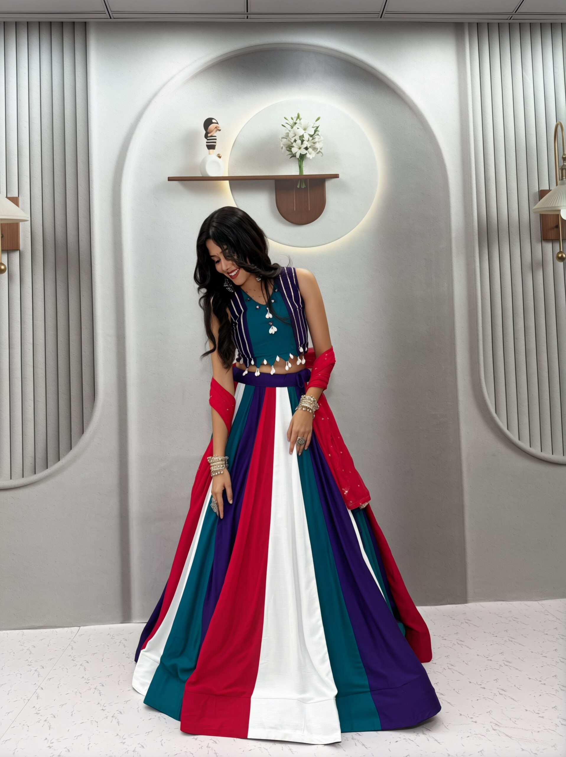 Ram 186 Multi in Pure Cotton Mirror Work & Gamthi Work Lehenga Choli . Exclusive Offer ₹3149. Delivery 4-6 Working Days. Shop now. | Lehenga, Bollywood Lehenga, Creative Lehenga, Designer Lehenga, Embroidered Lehenga, Party Wear Lehenga