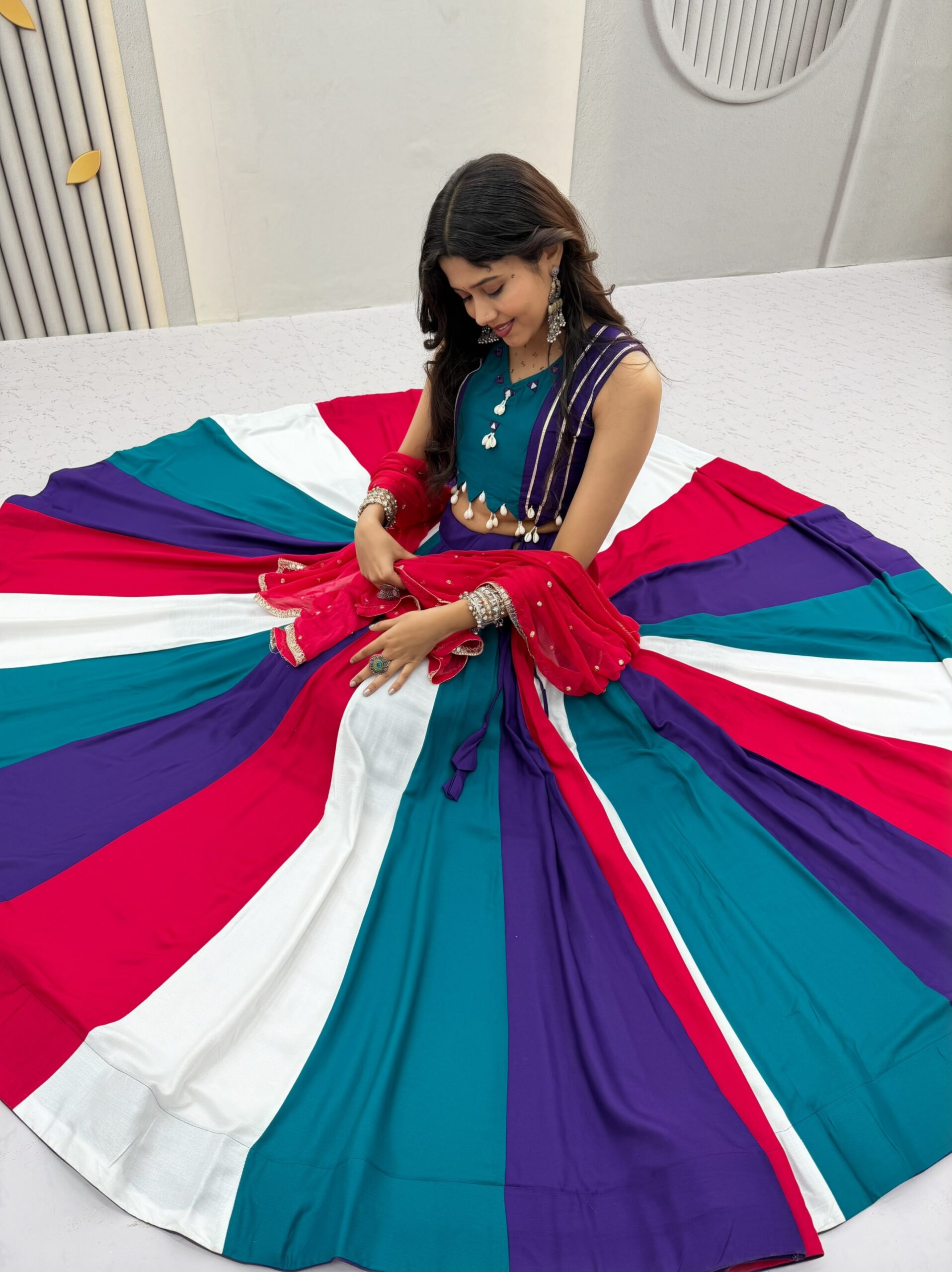 Ram 186 Multi in Pure Cotton Mirror Work & Gamthi Work Lehenga Choli . Exclusive Offer ₹3149. Delivery 4-6 Working Days. Shop now. | Lehenga, Bollywood Lehenga, Creative Lehenga, Designer Lehenga, Embroidered Lehenga, Party Wear Lehenga