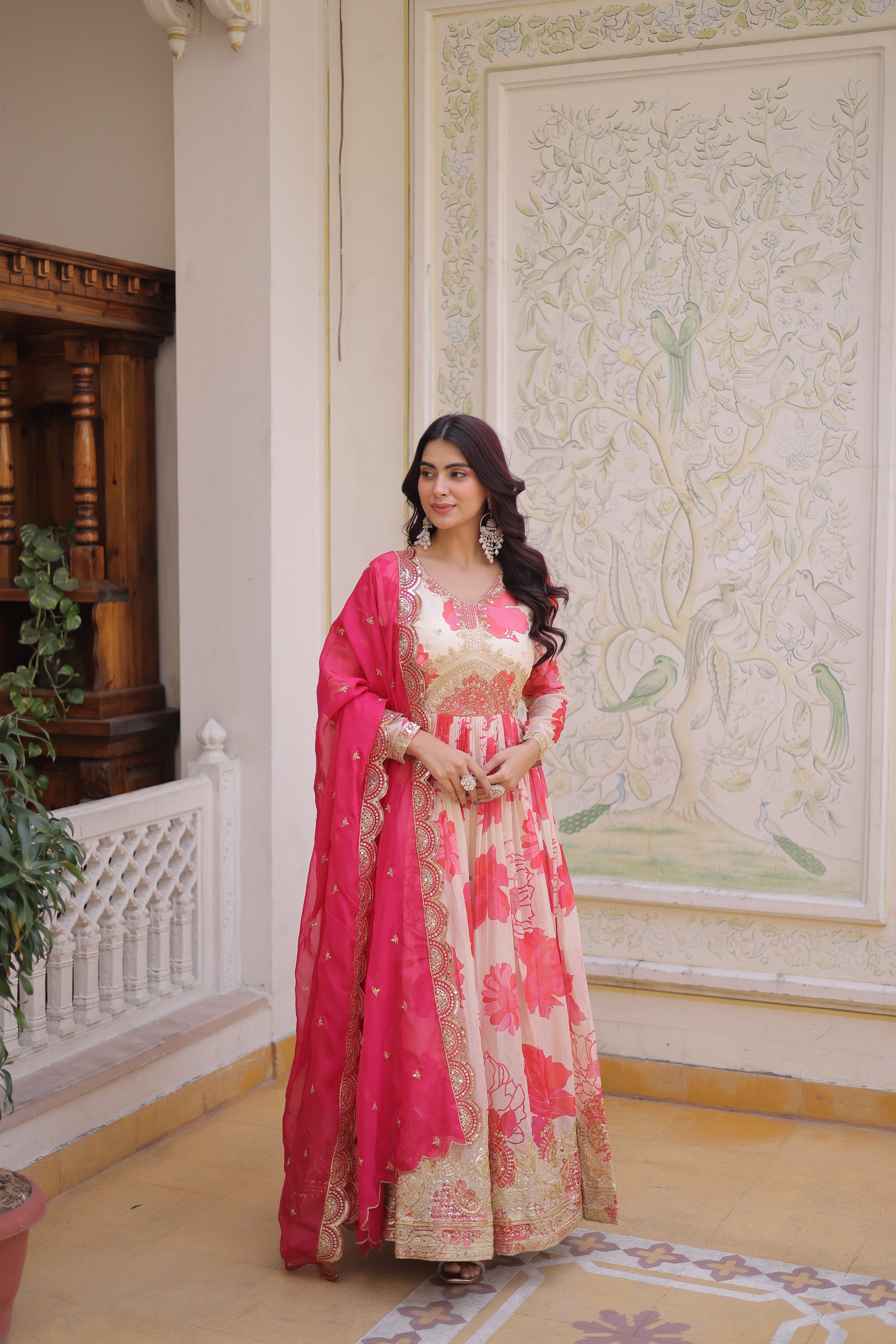 KA 1242 Pink in Russian Silk Embroidery Work & Zari Work Gown . Exclusive Offer ₹2849. Delivery 4-6 Working Days. Shop now. | Gowns, Bollywood Gowns, Creative Gowns, Designer Gowns, Embroidered Gowns, Party Wear Gowns