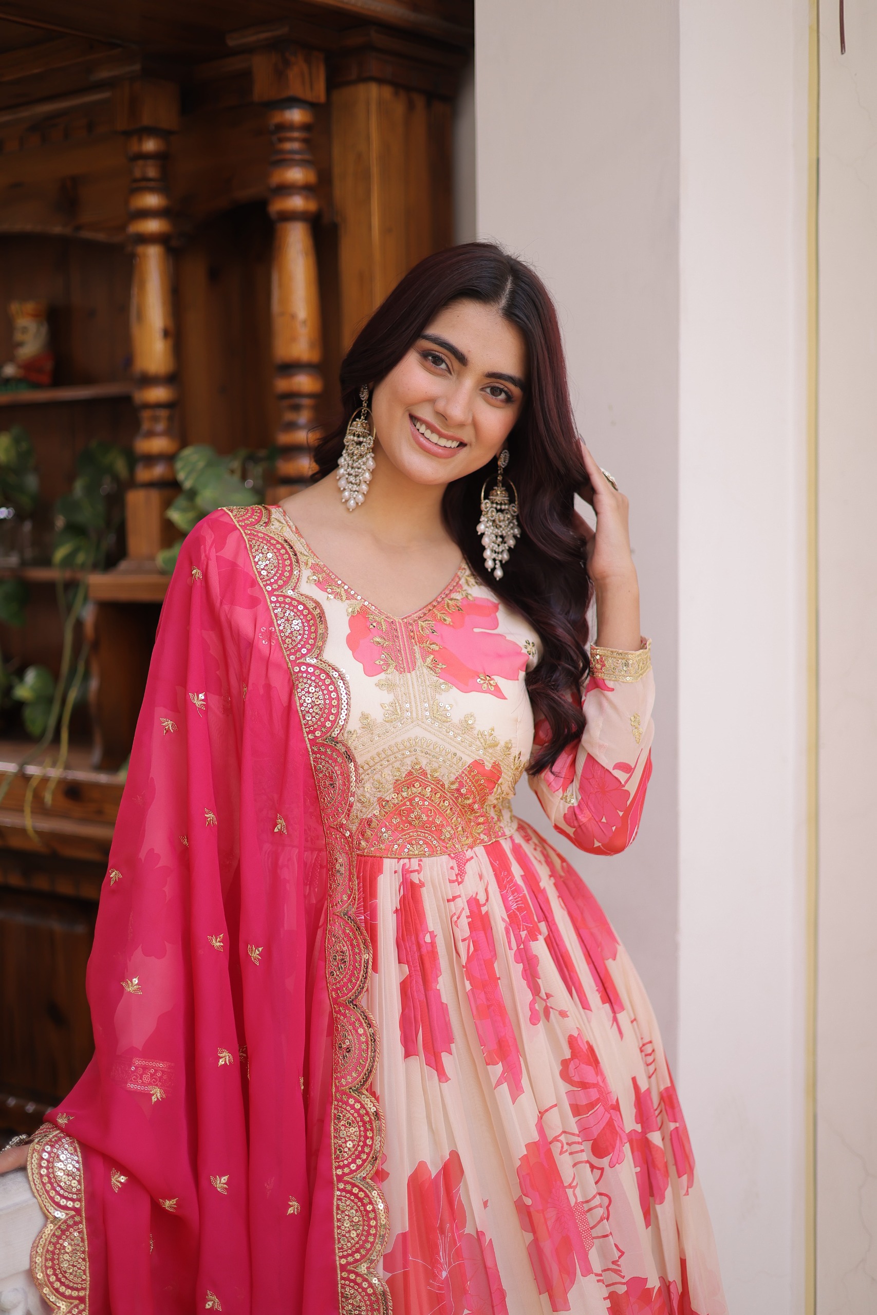 KA 1242 Pink in Russian Silk Embroidery Work & Zari Work Gown . Exclusive Offer ₹2849. Delivery 4-6 Working Days. Shop now. | Gowns, Bollywood Gowns, Creative Gowns, Designer Gowns, Embroidered Gowns, Party Wear Gowns