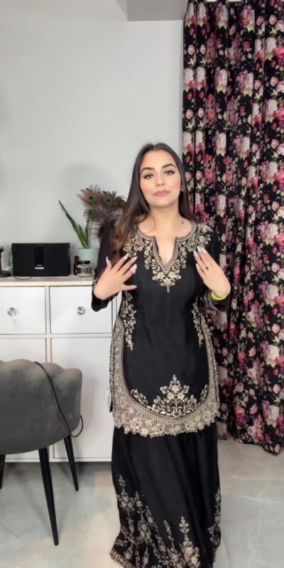 NF 1236 Black Chinon Silk Salwar Suit with Embroidery Work & Sequins Work. Get it for ₹2349. Delivery 4-6 Working Days. Shop now. | Jump Suits, Salwar suit, Casual Suits, Creative suits, Designer Suits, Palazzo Suits, Party Wear Suits, Patiala Suits, Straight Suits