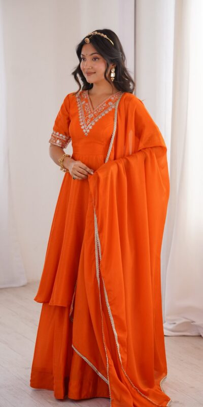 SP 87 Orange Chinon Silk Salwar Suit with Embroidery Work & Sequins Work. Get it for ₹2149. Delivery 4-6 Working Days. Shop now. | Jump Suits, Salwar suit, Casual Suits, Creative suits, Designer Suits, Palazzo Suits, Party Wear Suits, Patiala Suits, Straight Suits