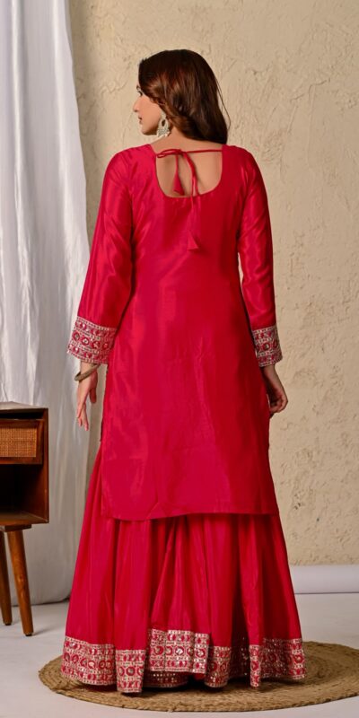 ND 5047 Red Chinon Silk Salwar Suit with Embroidery Work & Sequins Work. Get it for ₹2399. Delivery 4-6 Working Days. Shop now. | Jump Suits, Salwar suit, Casual Suits, Creative suits, Designer Suits, Palazzo Suits, Party Wear Suits, Patiala Suits, Straight Suits