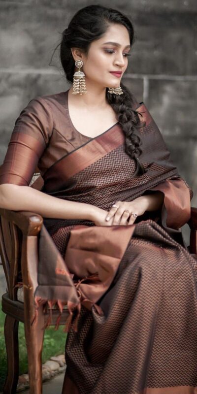 KP 3094 Brown Soft Lichi Jacquard Work Saree for Wedding, Party, Cultural Events, Traditional Day, Pooja . Grab it for ₹1549. Delivery 4-6 Working Day | Sarees, Bollywood Sarees, Creative Sarees, Designer Sarees, Embroidered Sarees, Ethnic Saree, Modern Digital sarees, Party Wear Sarees