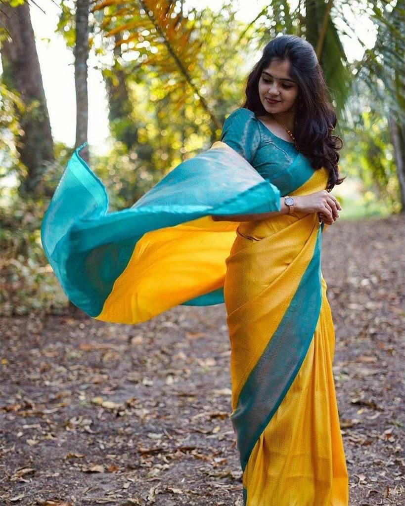 KP 5019 Yellow Soft Lichi Jacquard Work Saree for Wedding, Party, Cultural Events, Traditional Day, Pooja . Grab it for ₹1649. Delivery 4-6 Working Day | Sarees, Bollywood Sarees, Creative Sarees, Designer Sarees, Embroidered Sarees, Ethnic Saree, Modern Digital sarees, Party Wear Sarees
