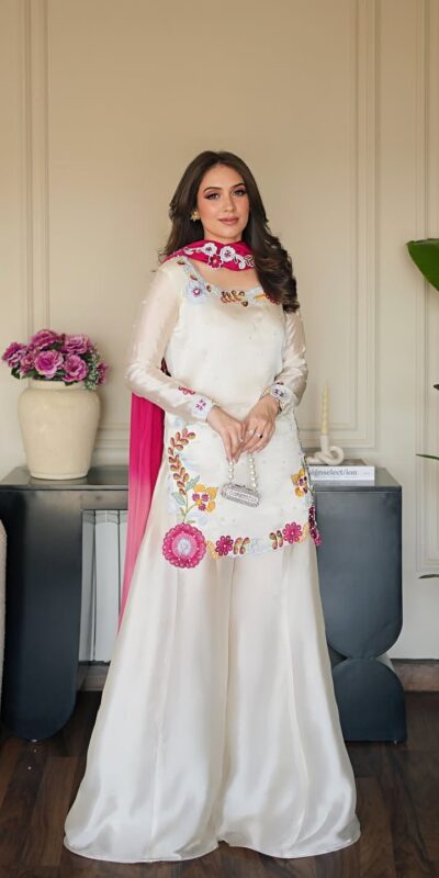 MF 525 Off White Color Roman Silk Salwar Suit with Embroidery Work. Available at ₹2399 only. Delivery 4-6 Working Days. Shop now. | Jump Suits, Salwar suit, Casual Suits, Creative suits, Designer Suits, Palazzo Suits, Party Wear Suits, Patiala Suits, Straight Suits
