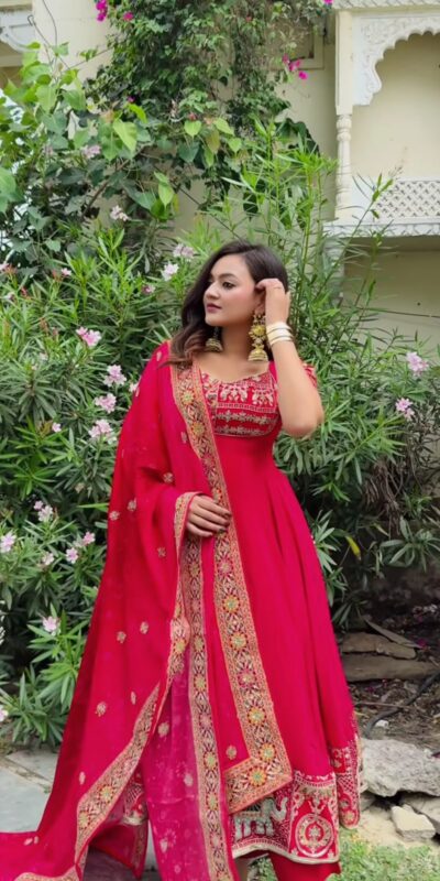 NF 1276 Pink in Color Natural Crepe Embroidery Work Anarkali Suit . Affordable Price ₹3049. Delivery 4-6 Working Days. Shop now. | Anarkali Suits, Bollywood Anarkali, Creative-Anarkali, Designer Anarkali, Embroidered Anarkali, Party Wear Anarkali