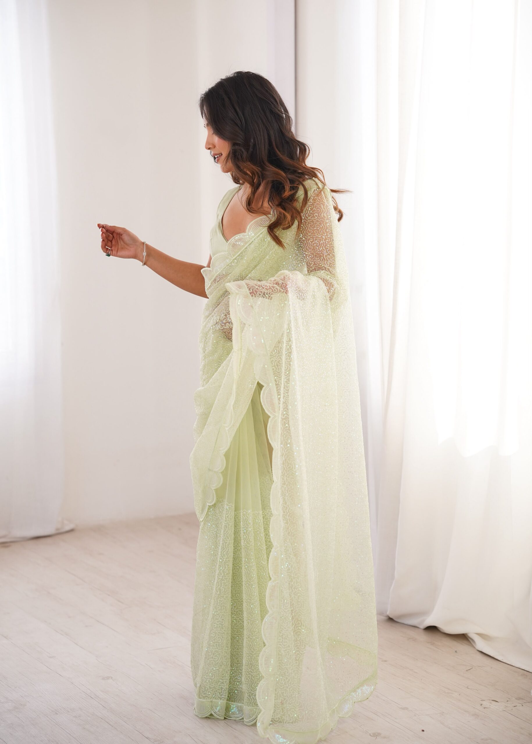 SP 90 Pista Soft Net Saree with Sequins Work & Embroidery Work. Available at ₹2299 only. Delivery 4-6 Working Days. Shop now. | Sarees, Bollywood Sarees, Creative Sarees, Designer Sarees, Embroidered Sarees, Ethnic Saree, Modern Digital sarees, Party Wear Sarees