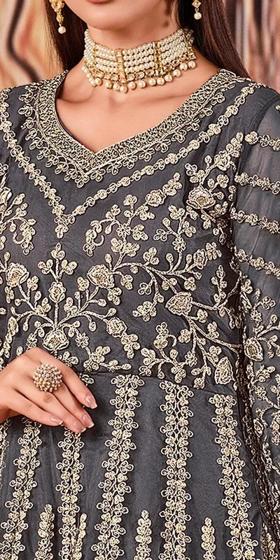 FC 2701 Grey Sequins Work & Embroidery Work Salwar Suitin Peach Butterfly Net. Grab it for ₹3149. Delivery 4-6 Working Days. Shop now. | Jump Suits, Salwar suit, Casual Suits, Creative suits, Designer Suits, Palazzo Suits, Party Wear Suits, Patiala Suits, Straight Suits