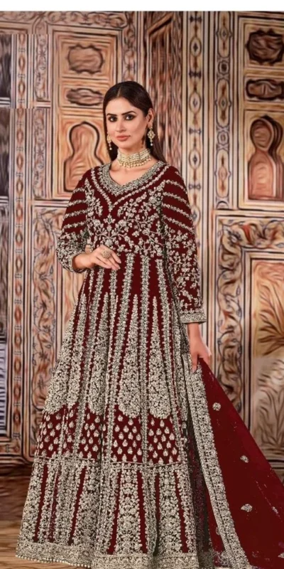 FC 2701 Maroon Sequins Work & Embroidery Work Salwar Suitin Peach Butterfly Net. Grab it for ₹3149. Delivery 4-6 Working Days. Shop now. | Jump Suits, Salwar suit, Casual Suits, Creative suits, Designer Suits, Palazzo Suits, Party Wear Suits, Patiala Suits, Straight Suits