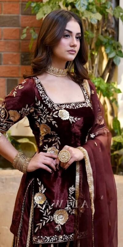 MD 3028 Maroon Viscose Velvet Salwar Suit with Embroidery Work & Lace Work. Grab it for ₹2349. Delivery 4-6 Working Days. Shop now. | Jump Suits, Salwar suit, Casual Suits, Creative suits, Designer Suits, Palazzo Suits, Party Wear Suits, Patiala Suits, Straight Suits