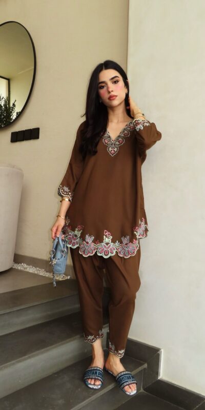 BE 511 Brown colour Trendy Brown French Crape Embroidery Work Kurti Get it for ₹1999. Delivery 4-6 Working Days. Shop now. | Kurti, Bollywood Kurti, Creative Kurtis, Designer Kurti, Party Wear Kurti, Selfie Kurti