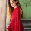 Divinely Red Brand Sequins Embellished Saree