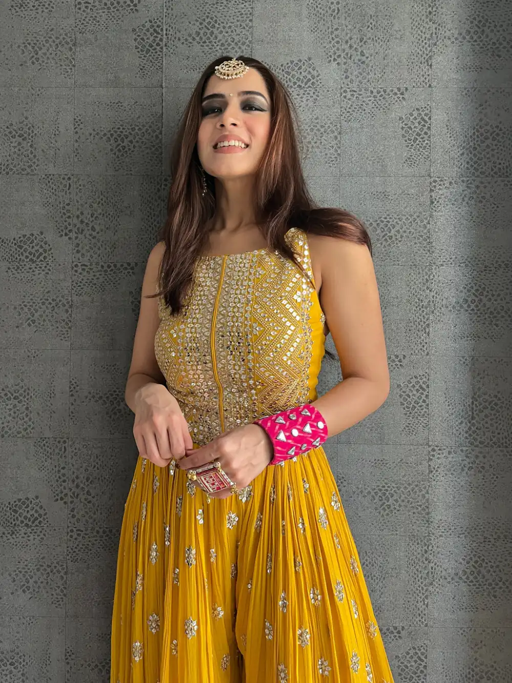 NSR 555 Yellow Jumpsuit : Heavy Faux Georgette Work : Heavy Embroidery With Sequin Work Flair : Each Leg 1.5 M Casual, Party @1699/- | Jump Suits, Salwar suit, Casual Suits, Creative suits, Designer Suits, Palazzo Suits, Party Wear Suits, Straight Suits