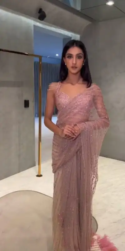 DDF 3318 Peach Saree : High Quality Mono Net Work : Sequins Embroidery Work Party Wear, Wedding, Festive, Wear, Etc. @1599/- | Sarees, Bollywood Sarees, Creative Sarees, Designer Sarees, Ethnic Saree, Modern Digital sarees