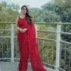 Red Georgette Multi Sequin Embroidered Saree
