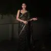 Superb Black Color Georgette With Heavy Sequins Embroidery Work Saree