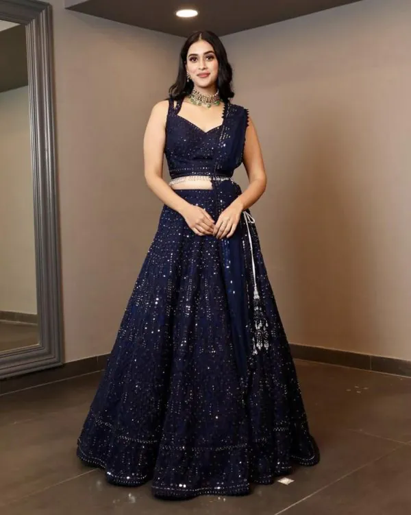 Glamorous Black Color Georgette Embroidery Lehenga Choli