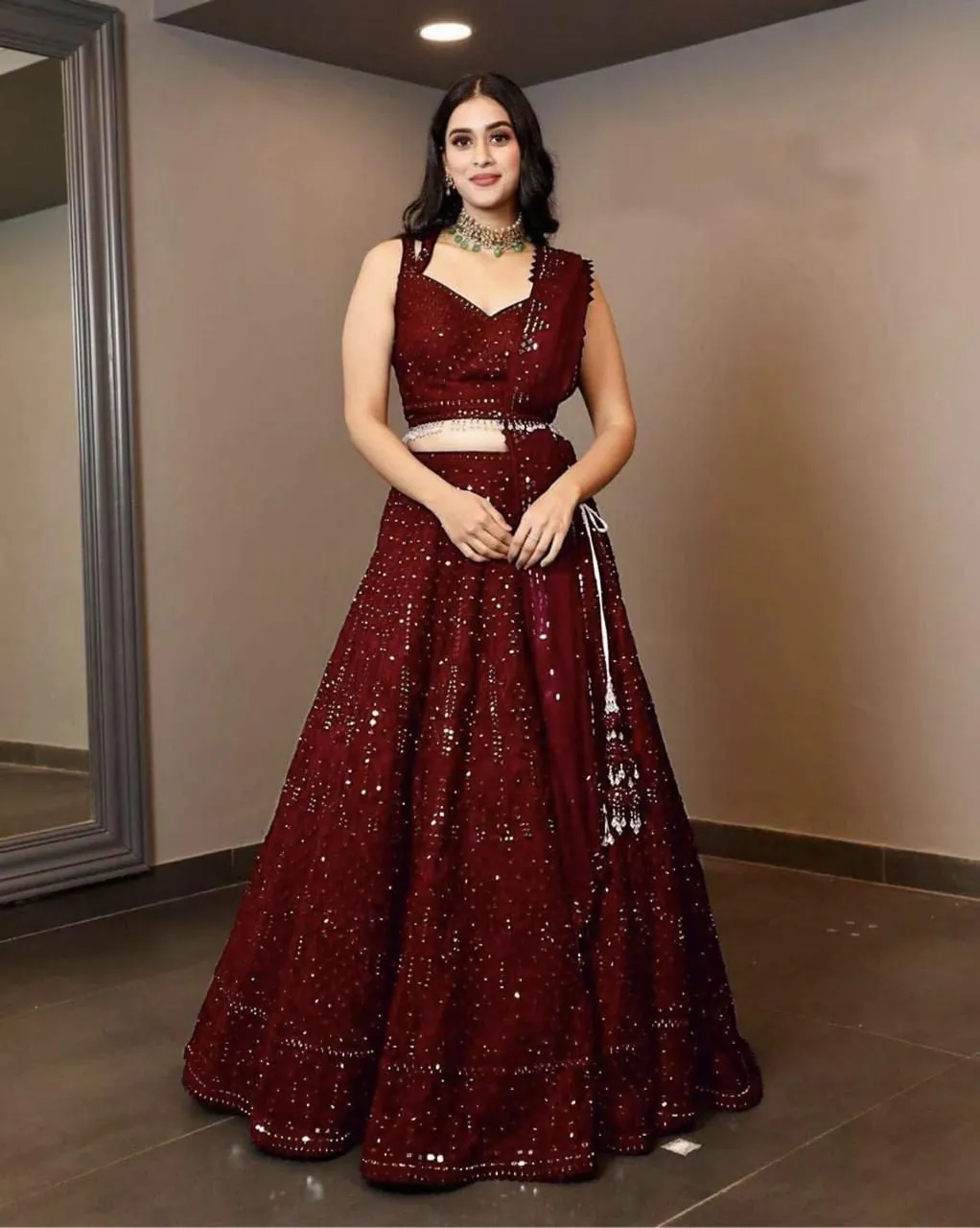RC 215 Maroon Color Heavy Georgette Embroidery Sequins Work lace border Lehenga Choli Casual, Wedding, Party, Festive, Events Etc. 4-6 Working Days 1999/- | Lehenga, Bollywood Lehenga, Creative Lehenga, Designer Lehenga, Embroidered Lehenga, Party Wear Lehenga