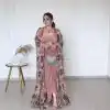 Aglow Peach Color Silk Digital Printed Fancy Lace Salwar Suit