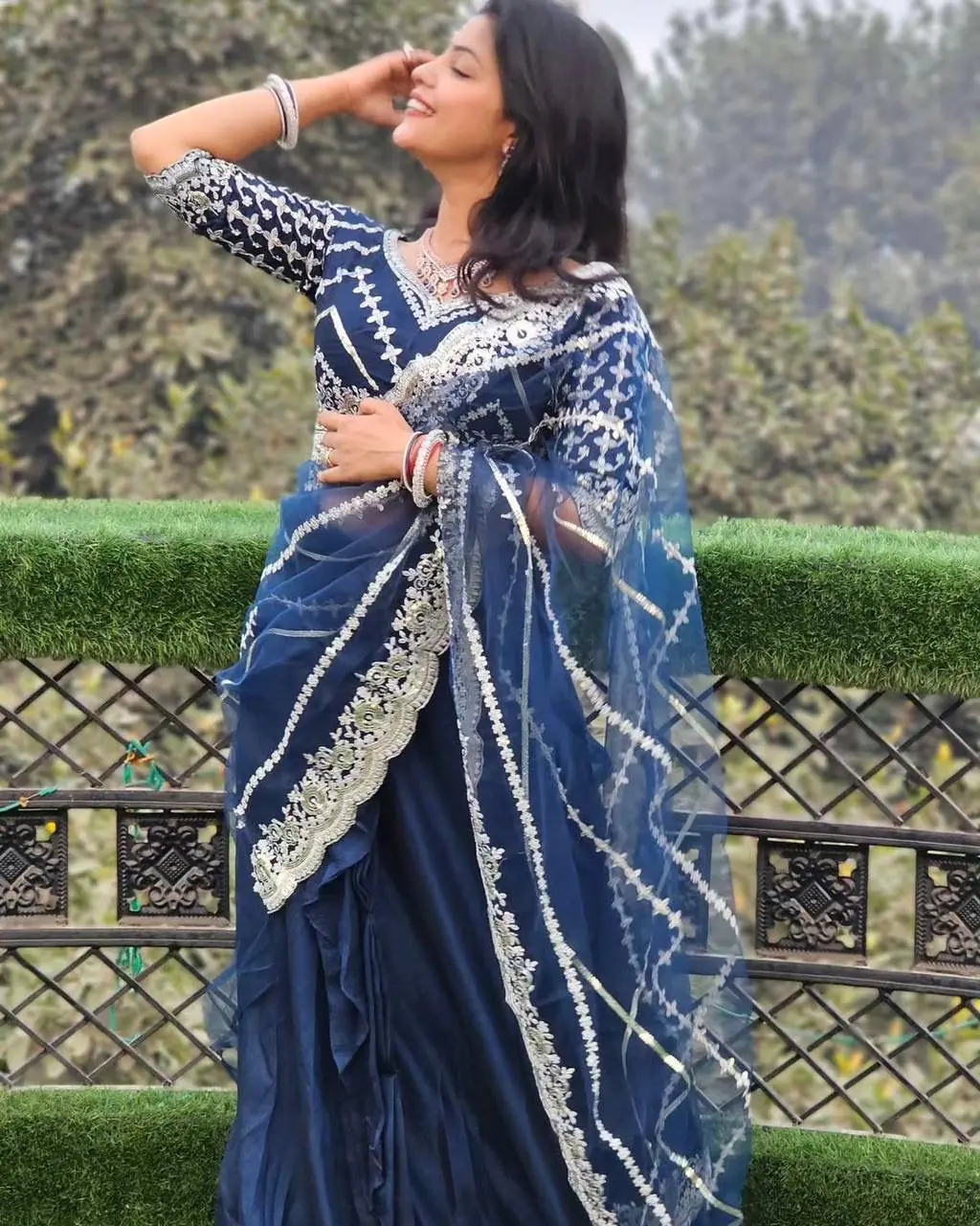 ST 1036 Royal Blue Color Blooming Vichitra Embroidery Lehenga Saree Casual, Wedding, Party, Festive, Events Etc. Expected Delivery 4-6 Working Days @2199/- | Lehenga, Bollywood Lehenga, Creative Lehenga, Designer Lehenga, Embroidered Lehenga, Party Wear Lehenga