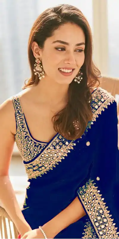 Grand Blue Color Georgette Dori Thread Sequence Work Saree