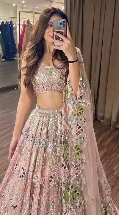 Grand Light Pink Color Soft Butterfly Net Embroidered Lehenga Choli