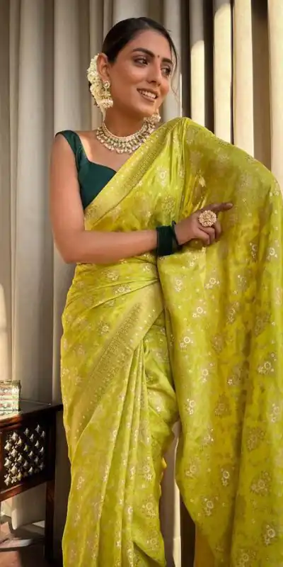 KP 5079 Mustard Color Soft Lichi Silk Jacquard On All Over Saree Casual, Party Wear, Wedding, Events Etc. Expected Delivery 4-6 Working Days @1449/- | Sarees, Bollywood Sarees, Creative Sarees, Designer Sarees, Embroidered Sarees, Ethnic Saree, Modern Digital sarees, Party Wear Sarees