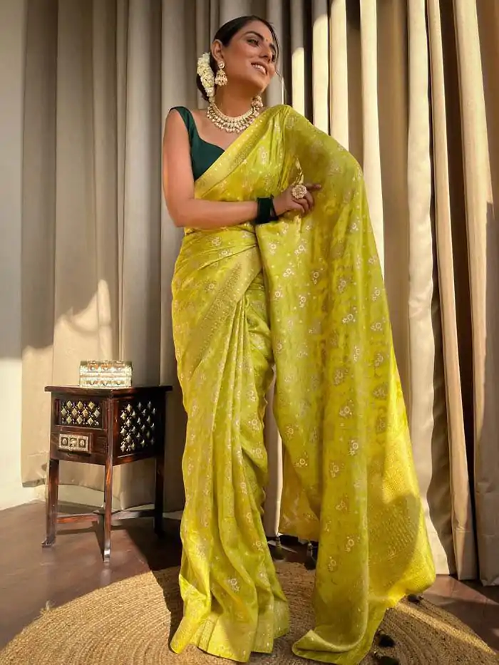 KP 5079 Mustard Color Soft Lichi Silk Jacquard On All Over Saree Casual, Party Wear, Wedding, Events Etc. Expected Delivery 4-6 Working Days @1449/- | Sarees, Bollywood Sarees, Creative Sarees, Designer Sarees, Embroidered Sarees, Ethnic Saree, Modern Digital sarees, Party Wear Sarees