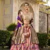 Artful Peach Color Jacquard Silk Weaving Zari Lehenga Choli