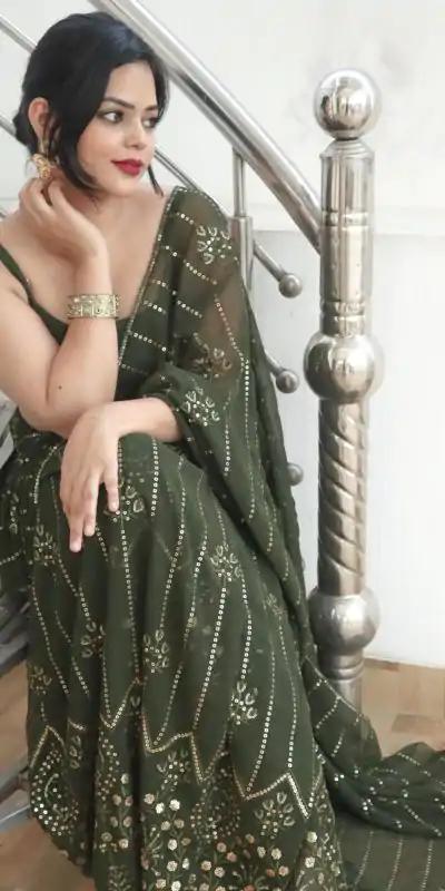 JR 609 Green Color Georgette Embroidery Sequence Saree Casual, Wedding, Festive, Events Expected Delivery 4-6 Working Days @1749/- | Sarees, Bollywood Sarees, Creative Sarees, Designer Sarees, Embroidered Sarees, Ethnic Saree, Modern Digital sarees, Party Wear Sarees