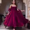 Gorgeous Purple Heavy Faux Georgette With Fully Flair Salwar Suit