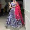 Lavender Chinon Digital Printed Embroidery Lehenga Choli