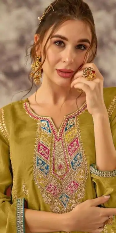 Superb Wine Vichitra Embroidery Codding Sequence Salwar Suit