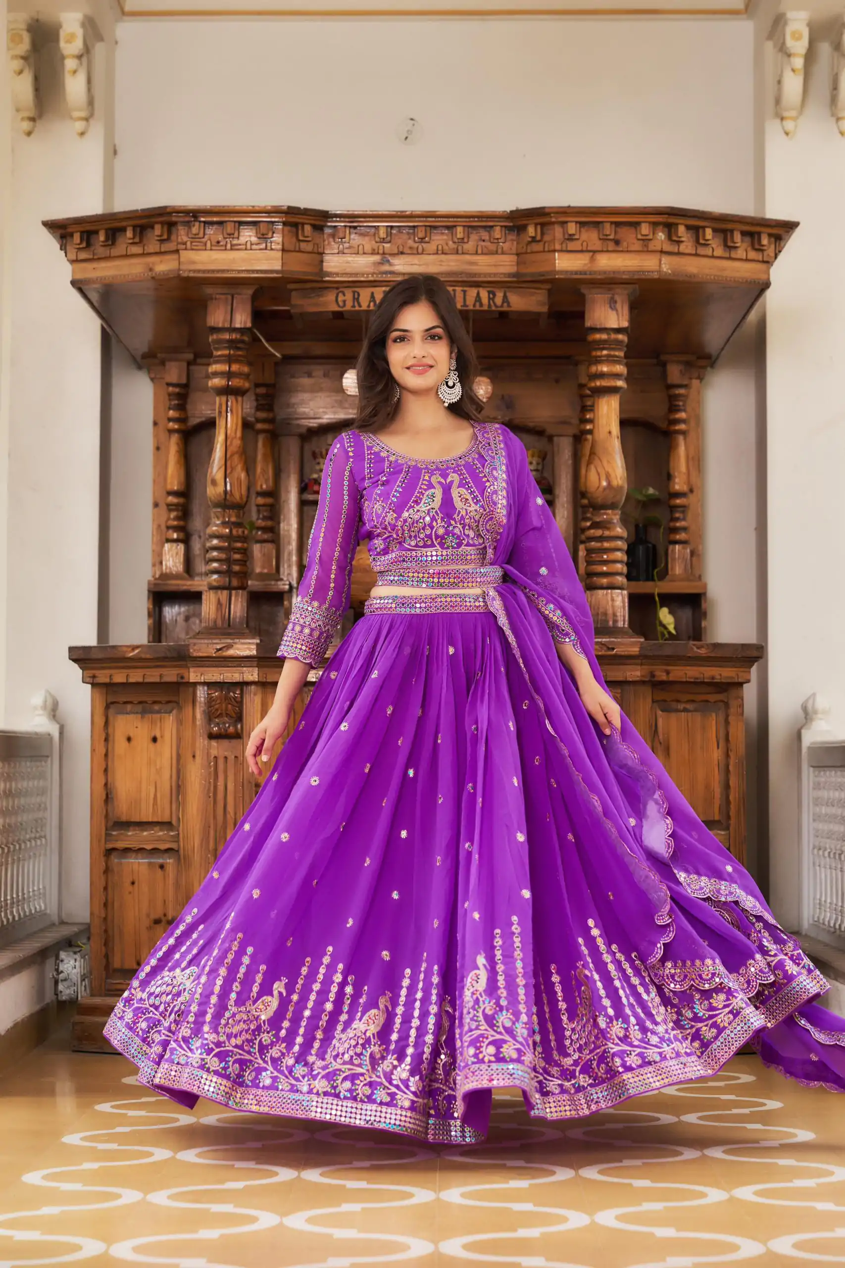 Ram 027 Violet Color Georgette Multi Sequence Work Lehenga Choli Casual, Wedding, Festive, Events Expected Delivery 4-6 Working Days @3049/- | Lehenga, Bollywood Lehenga, Creative Lehenga, Designer Lehenga, Embroidered Lehenga, Party Wear Lehenga