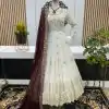 Aglow White Color Georgette Embroidery Sequence Gown