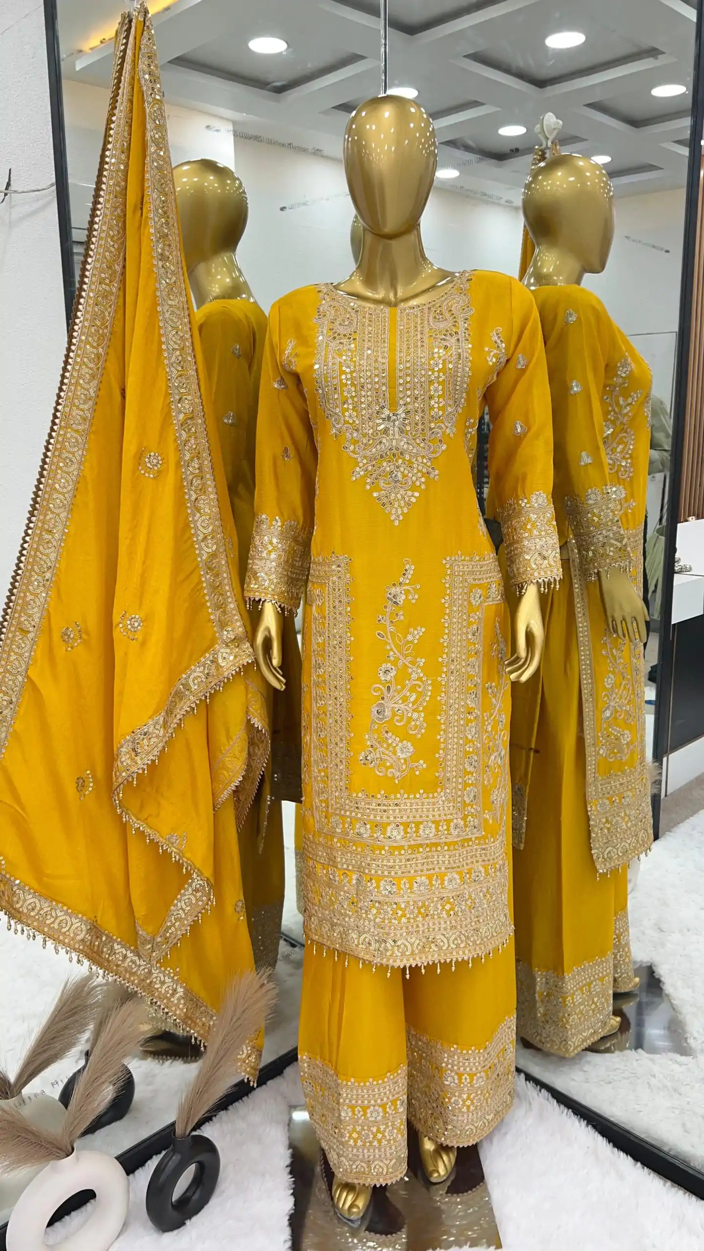 SRK 5146 Yellow Color Pure Chinnon Silk Embroidery Coding Dori Salwar Suit Wedding, Party, Festive, Events Expected Delivery 4-6 Working Days @ 2199/- | Jump Suits, Salwar suit, Casual Suits, Creative suits, Designer Suits, Palazzo Suits, Party Wear Suits, Patiala Suits, Straight Suits