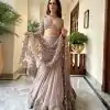 Light Pink Georgette Thread Sequence Salwar Suit