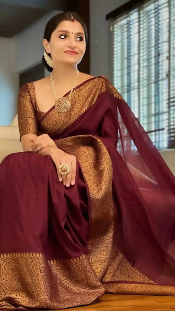 KP 3042 Maroon  Color Soft Lichi Silk Jacquard On All Over Saree Casual, Party Wear, Wedding, Events Etc. Expected Delivery 4-6 Working Days @1349/- | Sarees, Bollywood Sarees, Creative Sarees, Designer Sarees, Embroidered Sarees, Ethnic Saree, Modern Digital sarees, Party Wear Sarees