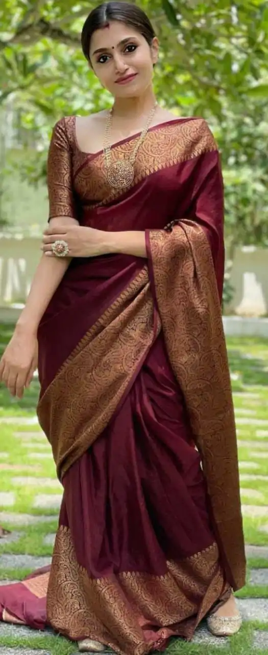 KP 3042 Maroon  Color Soft Lichi Silk Jacquard On All Over Saree Casual, Party Wear, Wedding, Events Etc. Expected Delivery 4-6 Working Days @1349/- | Sarees, Bollywood Sarees, Creative Sarees, Designer Sarees, Embroidered Sarees, Ethnic Saree, Modern Digital sarees, Party Wear Sarees