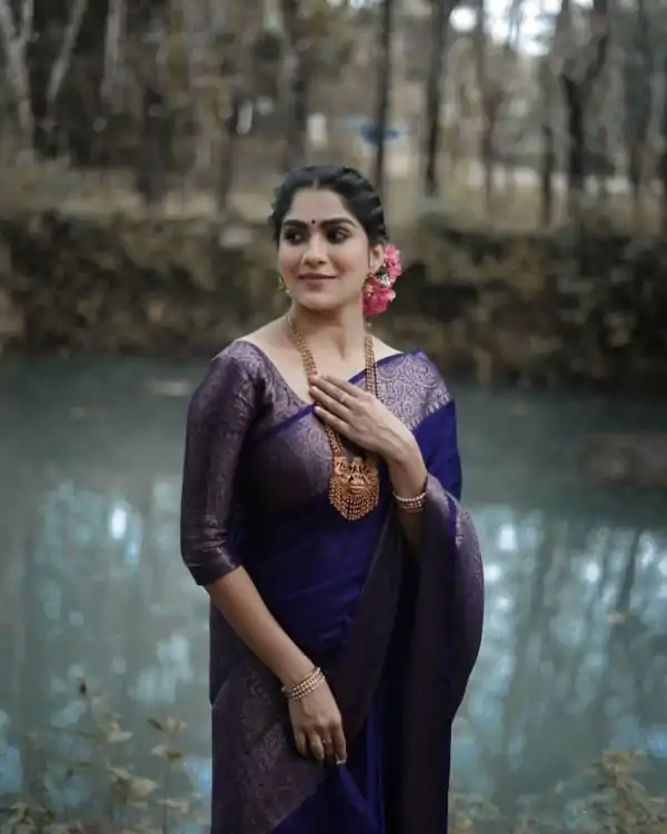 Stylish Navy Blue Color Soft Lichi Silk Cloth Jacquard All Over Saree