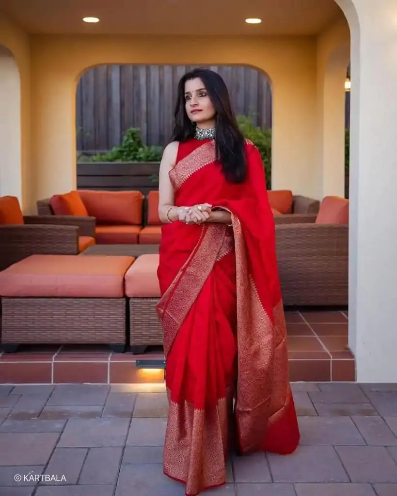 KP 3042 Red Color Soft Lichi Silk Jacquard On All Over Saree Casual, Party Wear, Wedding, Events Etc. Expected Delivery 4-6 Working Days @1349/- | Sarees, Bollywood Sarees, Creative Sarees, Designer Sarees, Embroidered Sarees, Ethnic Saree, Modern Digital sarees, Party Wear Sarees