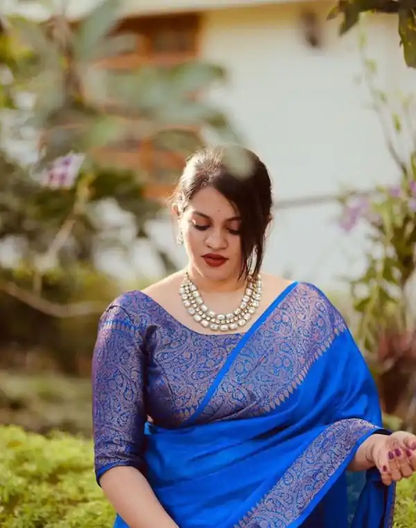 Stylish Royal Blue Color Soft Lichi Silk Cloth Jacquard All Over Saree