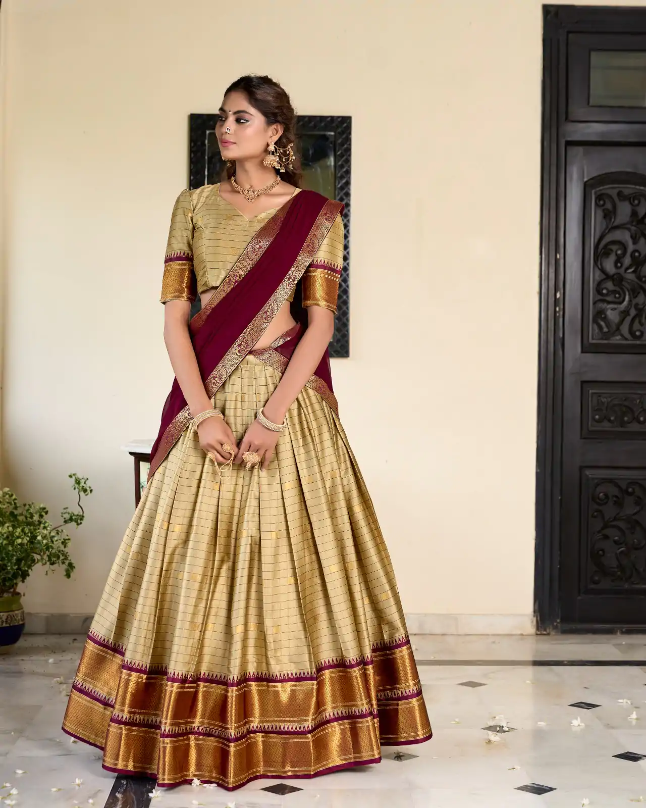 LNB 2050 Chiku Color Graceful Cotton Silk Weaving Paithani Concept Lehenga Choli Wedding, Festive, Events Expected Delivery 4-6 Working Days@2049/- Only | Lehenga, Bollywood Lehenga, Creative Lehenga, Designer Lehenga, Embroidered Lehenga, Party Wear Lehenga