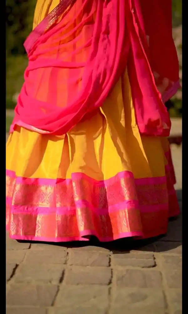 Peaceful Yellow Color Kanchipuram Zari Weaving Lehenga Choli